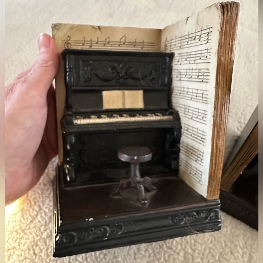 Piano Cast Iron Book Ends.